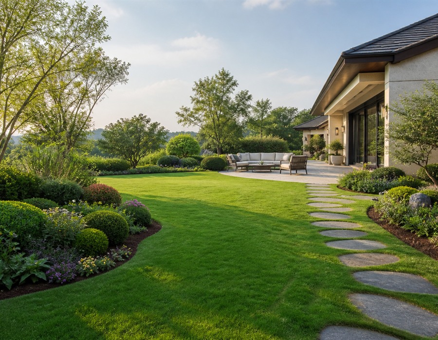 Villa bahçesi ve havuz çevresi